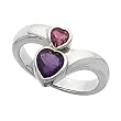 14K White Gold Rhodolite Garnet and Amethyst Heart Ring