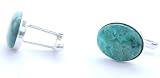 Hanfords of London Turquoise & Silver Handmade Cufflinks. Birthstone for June, July & December.