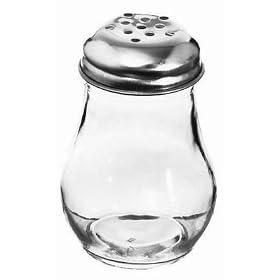 (Price Carton)Cheese Shaker, 6 Oz., Perforated, Glass Jar, Stainless Steel Top by Johnson-Rose