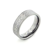 6mm Wide Mens and Womens Titanium Etched Celtic Knot Wedding Band Ring (Size 9,11,12,13,14)
