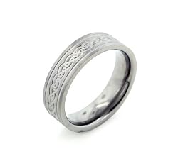 6mm Wide Mens and Womens Titanium Etched Celtic Knot Wedding Band Ring(Sizes 6,7,8,9,10,11,12,13,14)