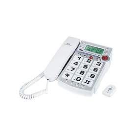 Jwin Jtp551Wht Dual Caller Id Phone With 2.4 Ghz Wireless Emergency Remote (White)