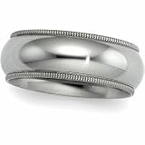 10K White Gold Comfort Fit Milgrain Band - 6mm