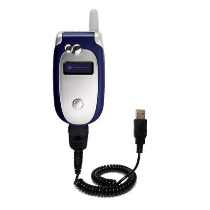 Coiled USB Cable for the Motorola V555 with Power Hot Sync and Charge capabilities - uses Gomadic TipExchange Technology