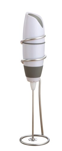 BonJour Café Latte Frother, Battery Powered, White/ Gray