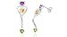 Jewelry : Heart Cut Amethyst Citrine Peridot Three-Stone Dangling Earrings Sterling Silver