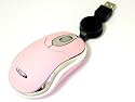 Mini optical usb mouse with retractable cable in pink