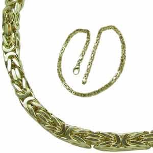 14Kt Yellow Gold Byzantine Fancy Men's Gold Chain