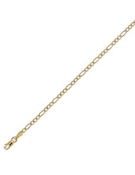 14K Solid Yellow Gold Figaro Chain Bracelet 2.4mm (3/32 in.) - 7 in.
