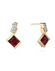 Genuine Ruby 14kt Yellow Gold Dangle Drop Earrings