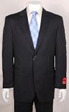 Mens suit Black Stripe 2 Button Non Pleated Pants Wool $199