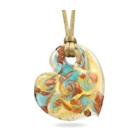 Gordon's Jewelers Venetiaurum Murano Glass Ivory and Turquoise Tilted Heart Pendant stampato bracelets
