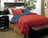 230 TC Reversible Down Comforter Set Navy Blue Brick Red King