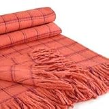 Alpaca wool throw, 'Cozy Orange'