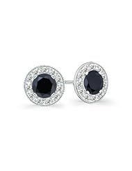 2.5 ct Enhanced Solitaire Black Diamond Stud Earrings in White Gold Quality Better