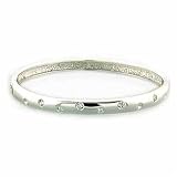 Sterling Silver Designer Bangle Bracelet is Sprinkled with Simulated Diamond CZ