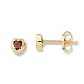 Miore Kinder-Ohrstecker Herz 750 Gelbgold Rubin MK028E