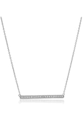 Sterling Silver Pave Cubic Zirconia Bar Pendant Necklace, 17.5"