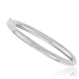 14K White Gold 7 inch Classic Shine 5mm Bangle Bracelet