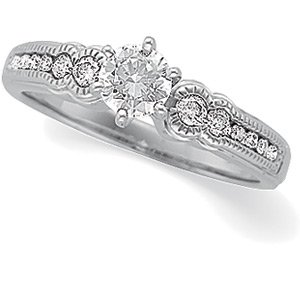 1/4 ct tw Vintage Semi-Set Diamond Engagement Ring