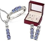 Tanzanite Earring, Ring, & Pendant Boxed Gemstone Set