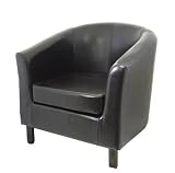 TUB CHAIR BLACK FAUX LEATHER W/WOOD LEGS 73.5 X 70.5 X 74CM