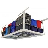 MonsterRAX 4' x 8' Overhead Garage Storage Rack (12"-21" Ceiling Drop) (White) (21"H x 4'W x 8'D)