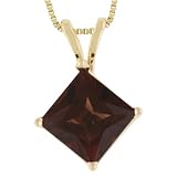 14k Yellow Gold 6mm Princess-Cut Garnet 4-Prong Pendant, 18