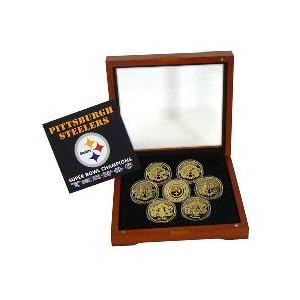 Pittsburgh Steelers 24KT Gold Six Time Super Bowl Champions 7 Coin Set from The Highland Mint Pittsburgh Steelers 24KT Gold Six Time Super Bowl Champions 7 Coin Set from The Highland Mint