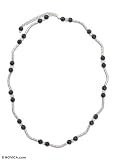 Spinel and moonstone choker, 'Black Pool' 0.2 W 16.5 L