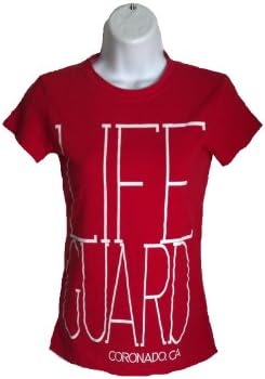 Officially Licensed Lifeguard Red Ladies T-shirt Skinny Font (S)