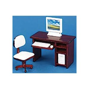 Dollhouse Miniature 3-Pc. Computer Desk Set by Kl Hobbies