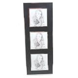 Metal Matt Black Triple Photo Frame, Rectangular
