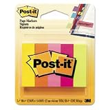 3M/COMMERCIAL TAPE DIV. / MMM6705AN / Post-it Page Markers, Five Neon Colors, Five Pads of 100 Strips Each, 500 per Pk / Sold as 1 PK