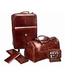 Brown Leather 5-piece Traveling Set