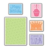 Sizzix Textured Impressions Embossing Folders, 5-Pack, Birthday #2