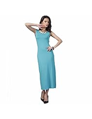 Sexy Ankle Length General Print Sleeveless Belted Slit Backless   Ball Gown Party Dress 