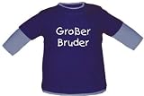 Baby / Kinder Langarmshirt Großer Bruder (Farbe Slate-Dustyblue) (Gr. 104 - 116 cm)
