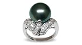 Size 5 18K white gold Lolita Black Tahitian south sea cultured pearl and diamond ring