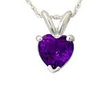 All-Natural Genuine 4 mm, Heart Shape Amethyst pendant set in 14k White Gold