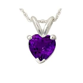 All-Natural Genuine 6 mm, Heart Shape Amethyst pendant set in Platinum by Szul