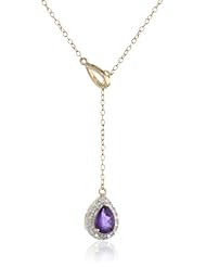 18k Yellow Gold Plated Sterling Silver Africa Amethyst Y Necklace, 17"