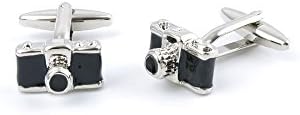 2 Pairs Cufflinks Cuff Links 09049 Black Camera Mens Vintage Gift for Tuxedo Shirts Wedding Party