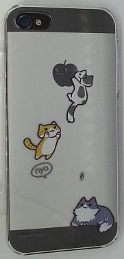 安い[SoftBank/au iPhone 5専用]アイキャットにゃいふぉんクリアケース(とびかかり)