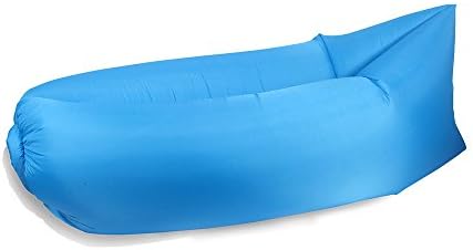 Inflatable Outdoor Air Sleep Sofa Couch Portable Furniture Sleeping Hangout Lounger Imitate Nylon External Internal PVC for Summer Camping Beach (Blue)