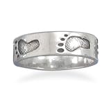 Oxidized Sterling Silver Footprints Band