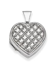 Genuine IceCarats Designer Jewelry Gift Sterling Silver Quilted Heart Locket