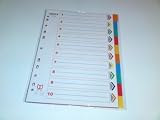 10 part subject index multi-coloured dividers