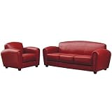 Sinclair Leather 3-pcs Sofa Set In Exotic Red