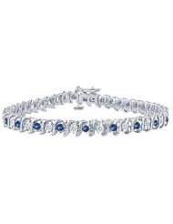 Sapphire and Diamond Tennis Bracelet Platinum - 2.00 CT TGW